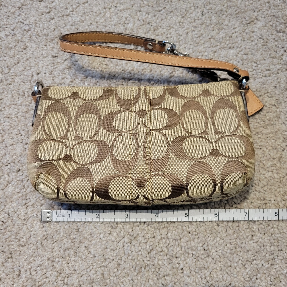 Coach Canvas Mini Purse Wristlet Signaure Sufflette Print - Picture 7 of 11